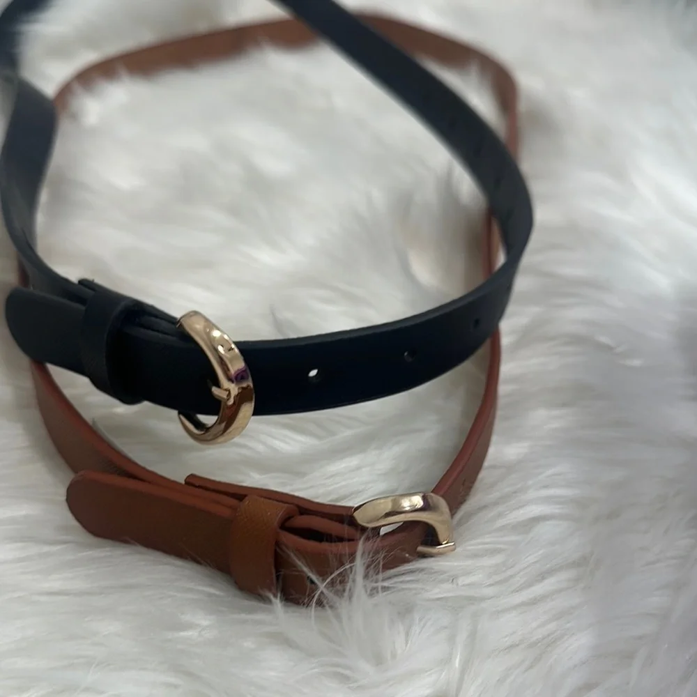 Women’s belts gold hardware one is black one is brown